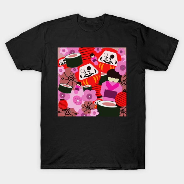 japanese inspired pop art pattern T-Shirt by pauloneill-art